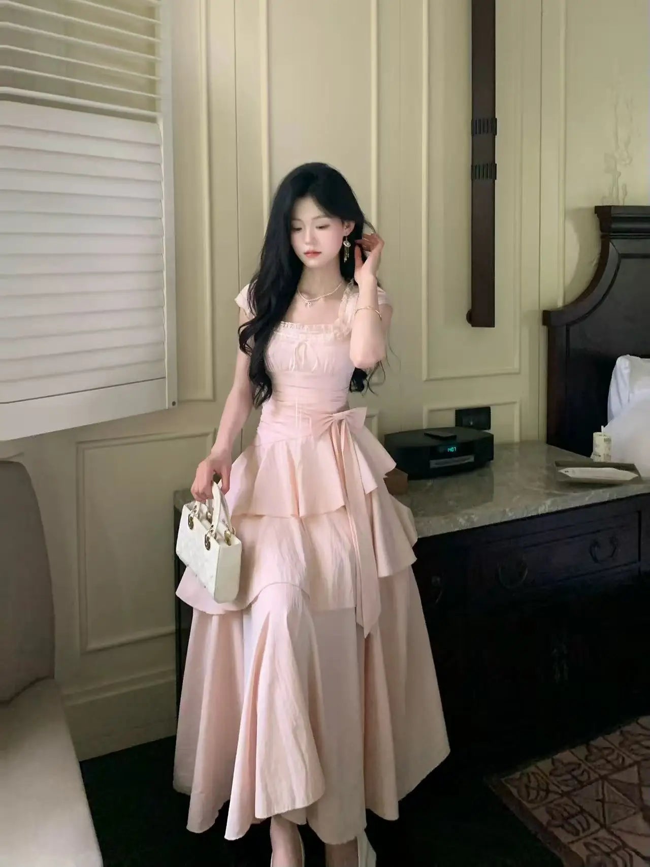 French Elegant Vintage Summer Women Dresses Design Irregular Evening Dresses